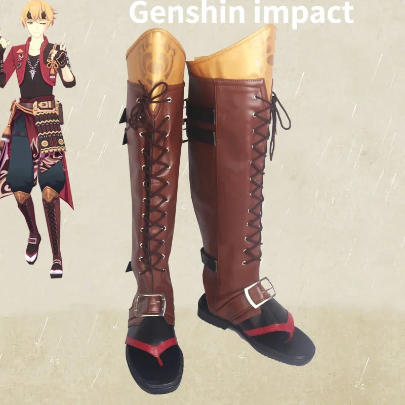 

Genshin impact Thoma Gro cosplay shoes fashion custom cosplay boots 35-45 size unisex cosplay boots shoes