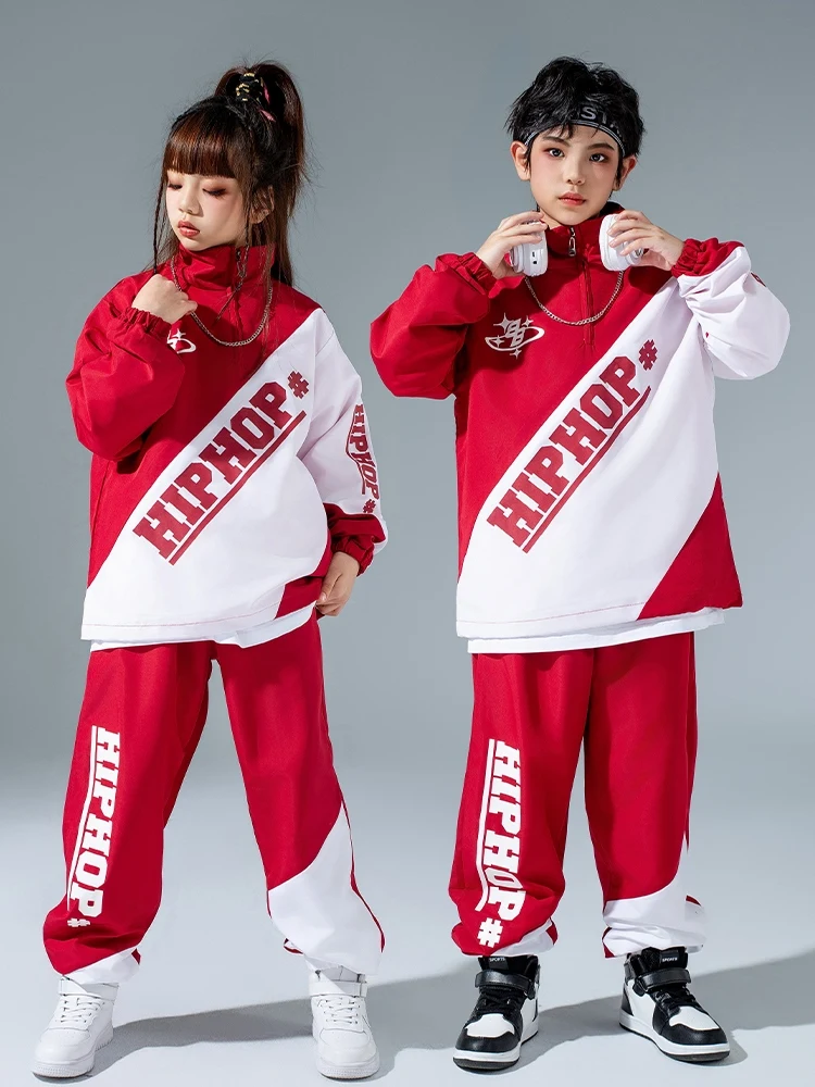 2024 Hip Hop Dance Costumes For Kids Loose Jacket Hiphop Pants Suit Boys Girls Streetwear Jazz Performance Stage Wear DQS15762