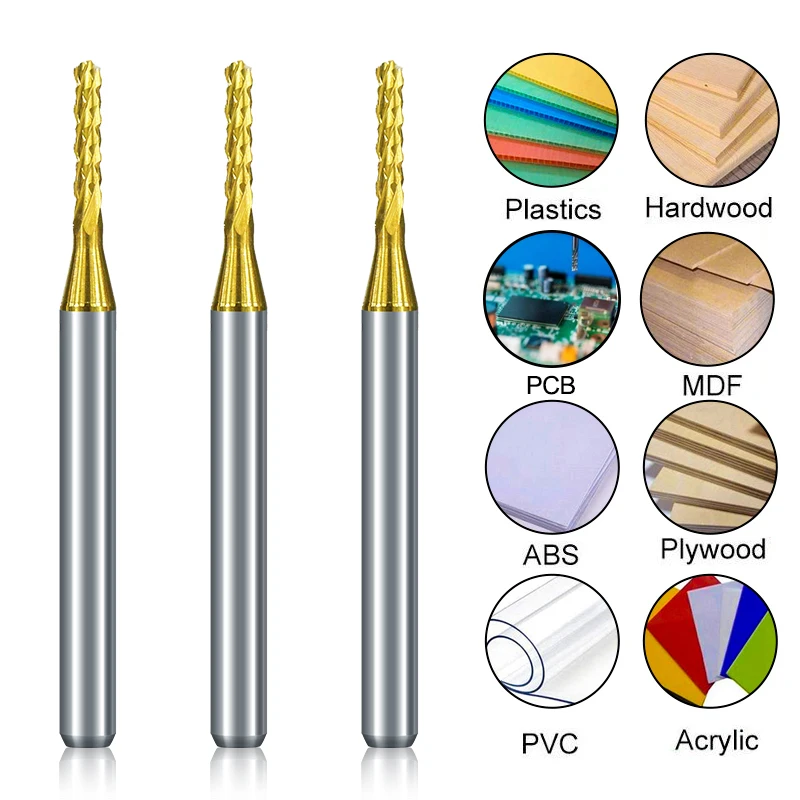 XCAN PCB Milling Cutter 1/8 Shank Carbide End Mill CNC Machining Router Bit for Woodworking Corn Mill