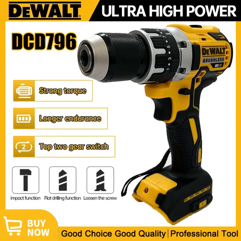 

Dewalt DCD796 Cordless Brushless Impact Drill Brushless Drill Multifunctional Rechargeable Portable 20V Battery Power Tools