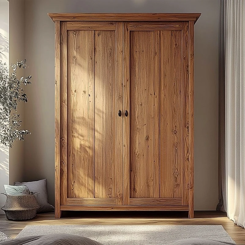 Chinese solid wood wardrobe bedroom household with drawers