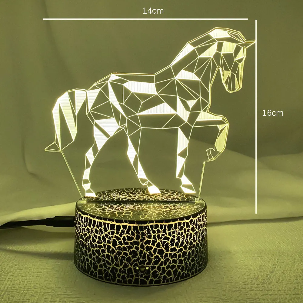 Lámpara de noche LED 3D para niños, luz creativa para mesa de comedor, mesita de noche, caballo romántico, decoración del hogar, regalo para niños,