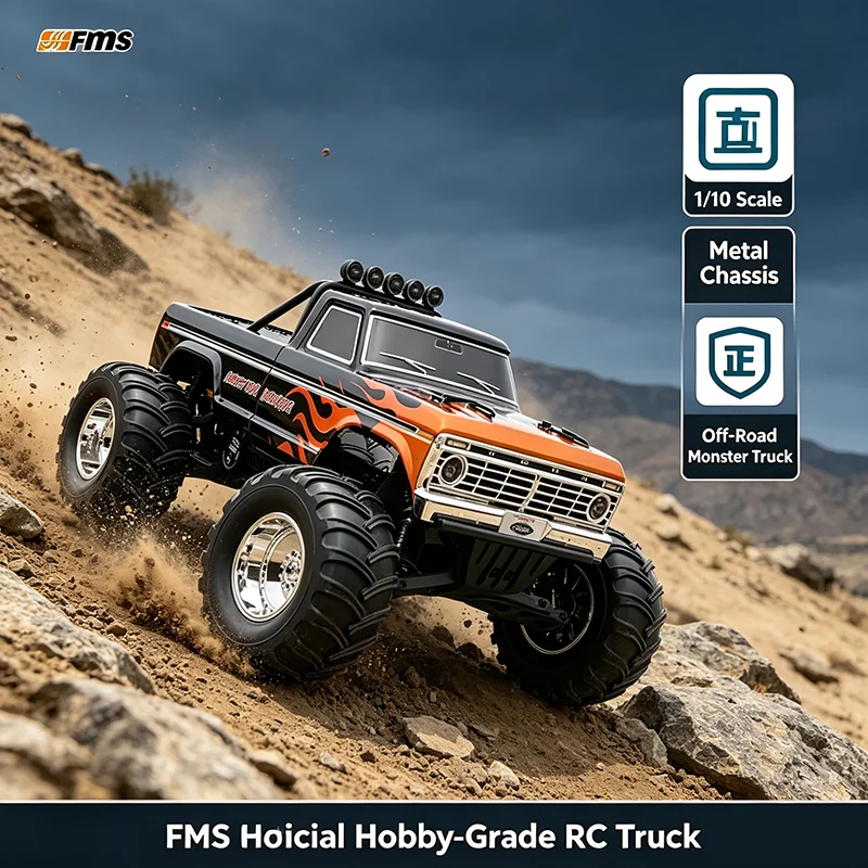 FMS 1/10 Ford F100 Brushless Edition Big Foot RC Remote Control Model Car Rear-Wheel Drive High-Speed Off-Road Drift Toy