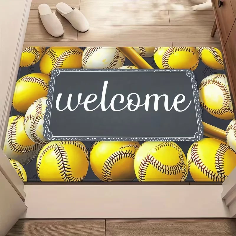 Black White Splash Ink Basketball Doormat Sport Graffiti Ball Print Non Slip Mat for Entryway Boys Bedroom Sports Room Decor