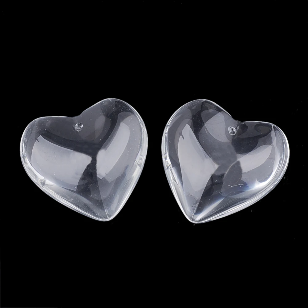 50pcs Clear Glass Big Heart Pendants for Valentine Gifts Ideas  jewelry making DIY Necklace Crafts Decor,41x42x14mm, Hole: 2mm