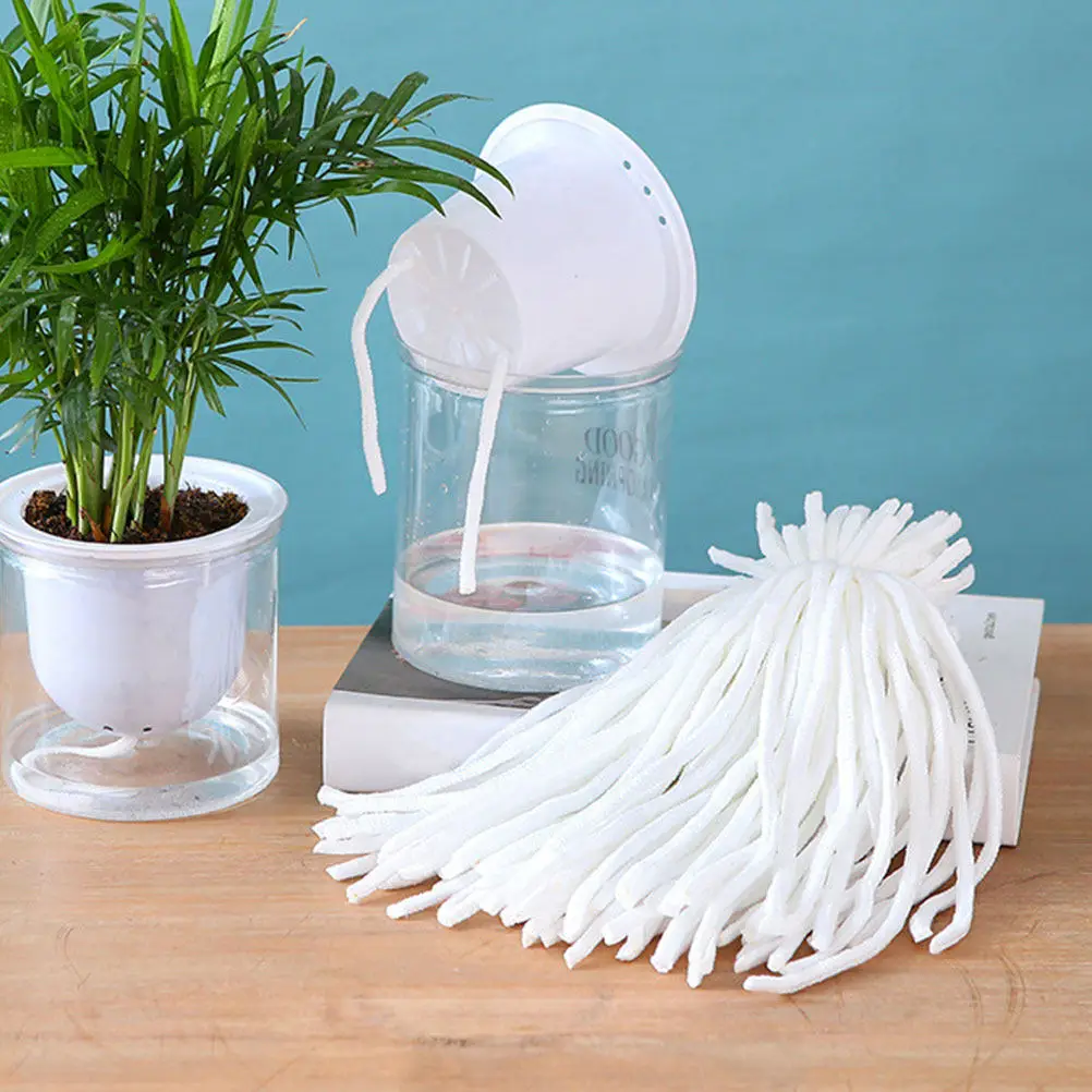 100Pcs Cotton Rope Water Absorbent Self Watering Wick Plant Pot Drip Irrigation Automatic Hanging Basket Watering Device