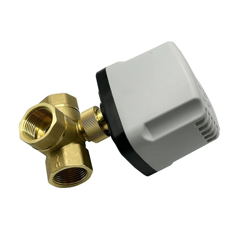 DN20 3 Way Brass IP65 Waterproof Motorized Ball Valve 3-Wire 2 Control T Type AC220V DC12V DC24V Electric Ball Valve