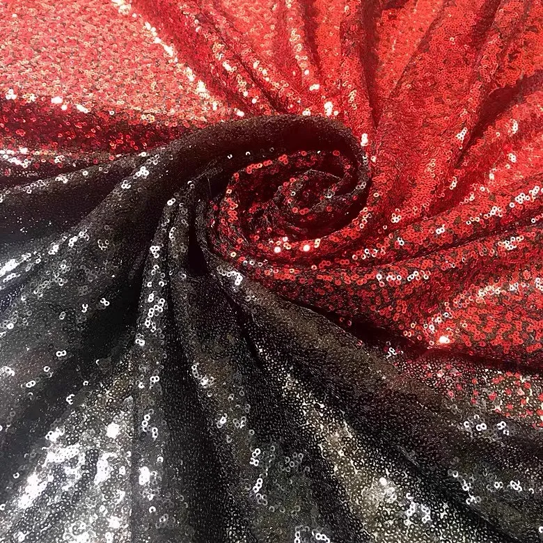 Red and black gradient sequin fabric Children's wear DIY dress performance wear valance sequin fabric