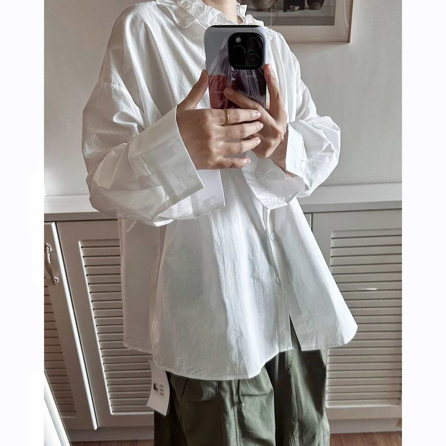 

Loose Long Sve Women's irt YESRABBIT Spring 2026 Floral Lace Collar Comfortable Fit Versatile Slimming Effect Other Mate...