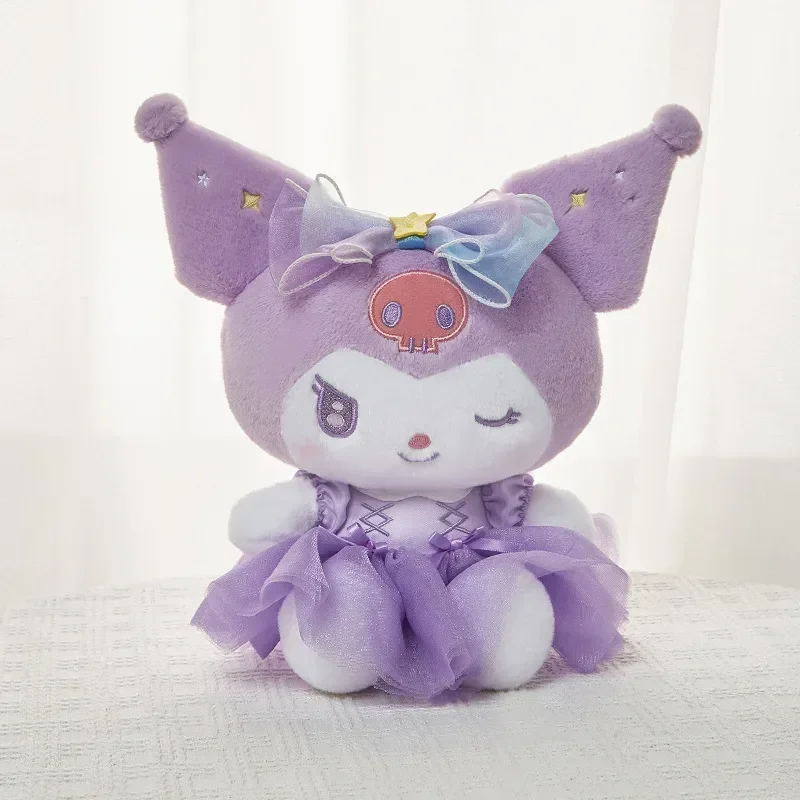 Sanrio autêntica família brilhante arco série kuromi pochacco hellokitty boneca de pelúcia kawaii melodia boneca de pelúcia brinquedo menina presente aniversário