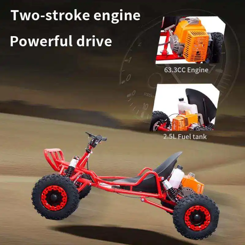 Outdoor AdventureSpeed And PassionPowerful 63CC 2 Stroke Engine Off Road Kart Sturdy Wide Seat Independent Suspension Chain Rear view 4