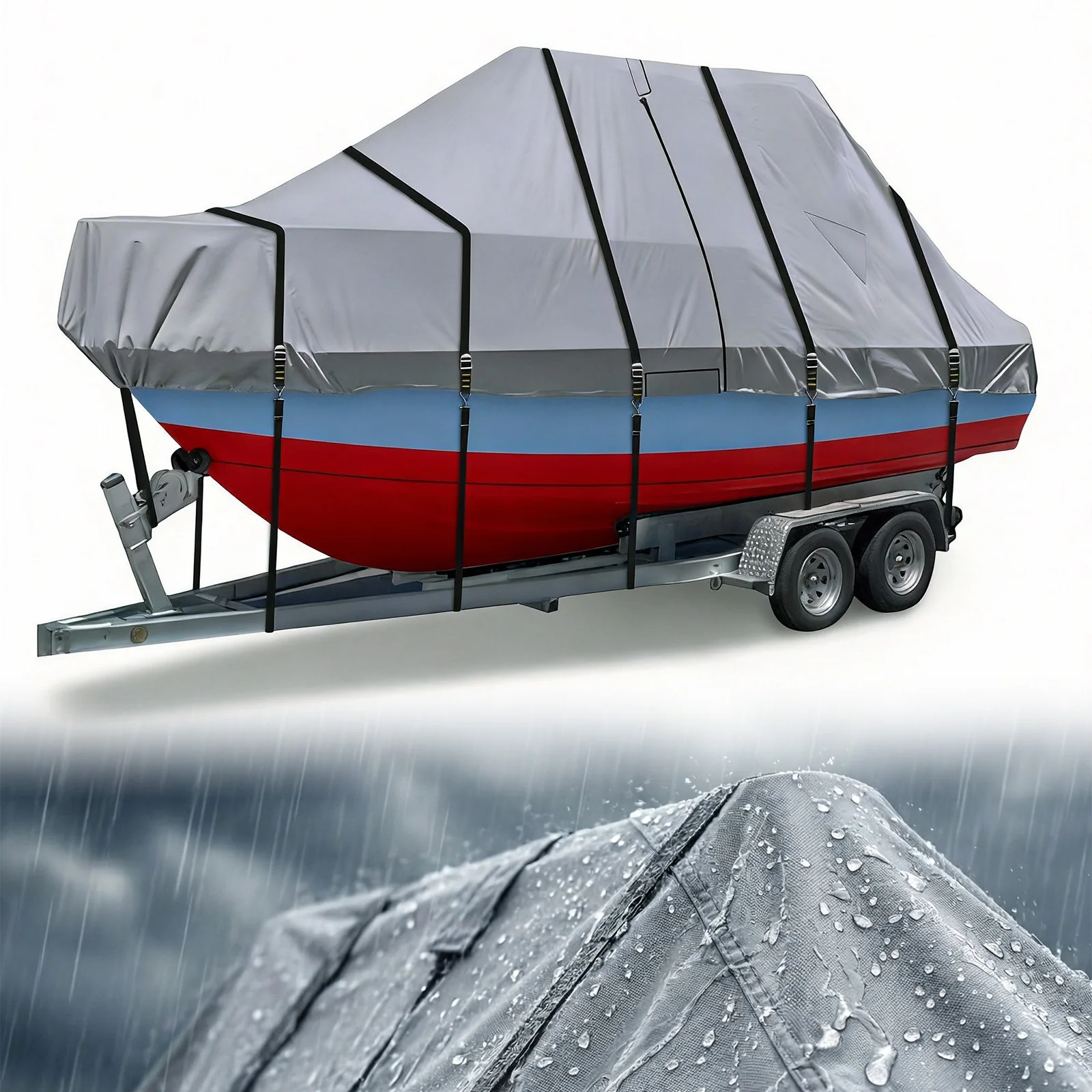 

Чехлы для яхт и катеров 1200D с жесткой крышей, защитой двигателя и регулируемыми пряжками, 18 ремней для крепления, для защиты крыши