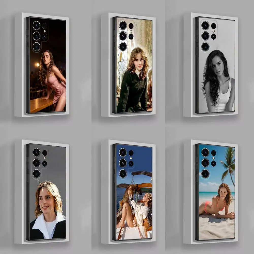 حافظة هاتف لهاتف سامسونج S23، S20، S24، S21، S22، S25، S30، Ultra، Plus، Fe، Lite، 5G الممثلة E-Emma Watson غطاء أسود