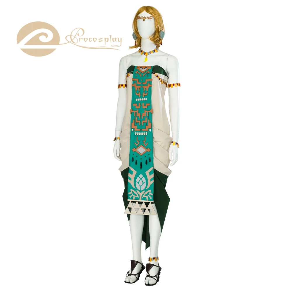 Gioco principessa Zelda Costume Cosplay scarpe eleganti parrucca orecchie Set completo Anime Halloween Oufits C08177