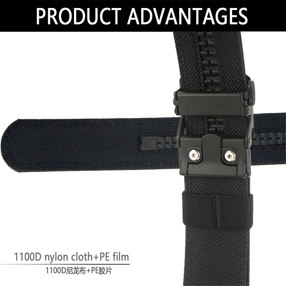 XUHU NEW Tactical Automatic Belt for Men Thick Nylon Police Duty Military Belt Metal Auto Buckle Casual Waistband Male IPSC