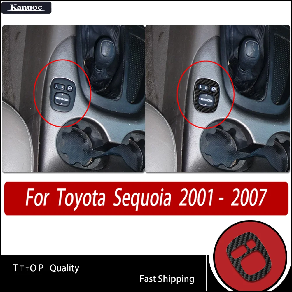 

High-Gloss Carbon Fiber Car Interior Stickers - rearview mirror control For Toyota Sequoia XK30 XK40 2001- 2007