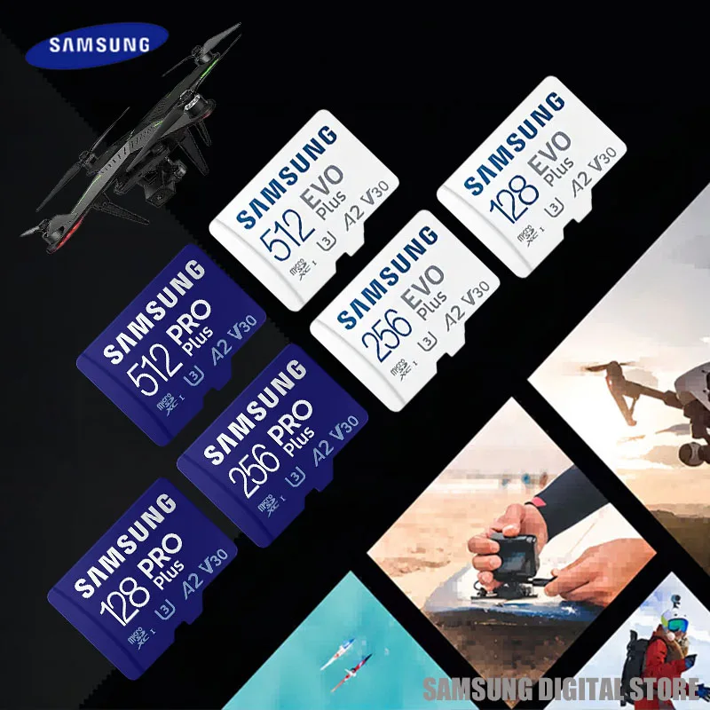 

Samsung Original Memory Card 64GB SDXC 128GB 256GB 512GB U3 4K MicroSD Class10 Micro TF C10 Flash Cards For Phone Drone Camera