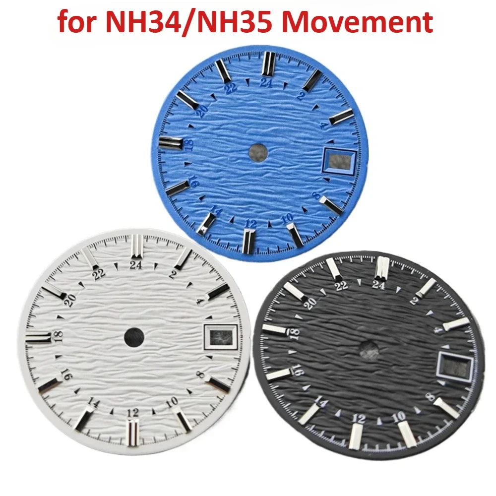 

for NH34 28.5mm Water Ripple Watch Dial for NH34/NH35/NH35A Mechanical Movement No Luminous Watch Face Diy Accessories