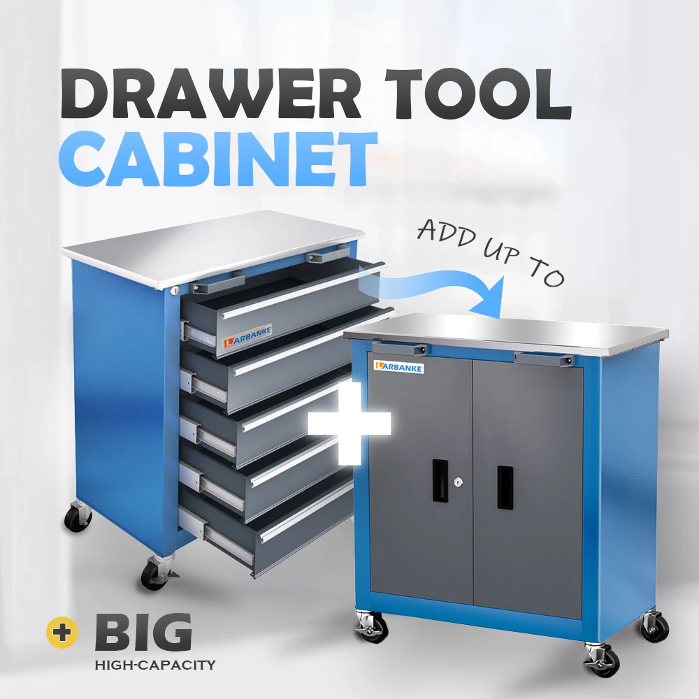 LARBANKE 7-Drawer/Double-Door Tool Cabinet Combination Tool Cabinet,2 Different Types of Tool Cabinets with Connecting Buckle