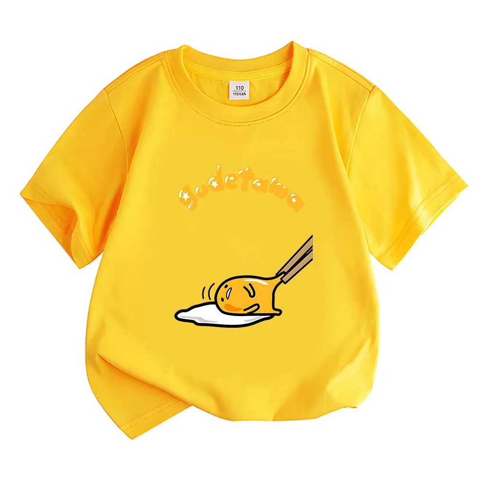 Cute Gudetama Funny T Shirt for Boys/Girls Children Cotton Clothing Kawaii Cartoon Lazy Egg Yolk To Be Eaten Cartoon Print Tops