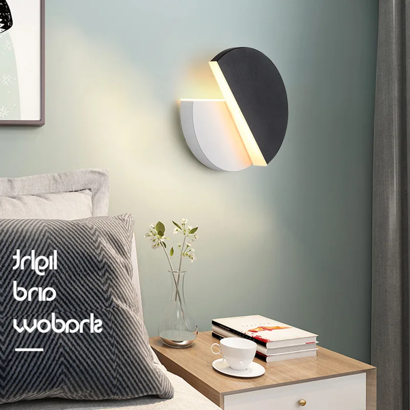 Lampada da parete a LED rotazione di 360 gradi luci da comodino regolabili bianco nero lampade da parete Creative moderna camera da letto Loft