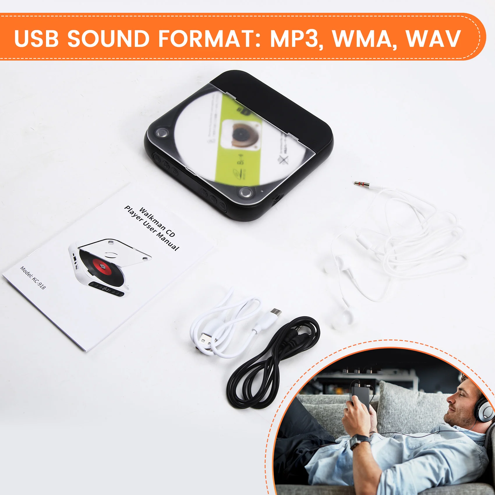 B27B Music Player For Home Exercising Car Traveling Speed Adjustable Music Player Rechargeable CD Player