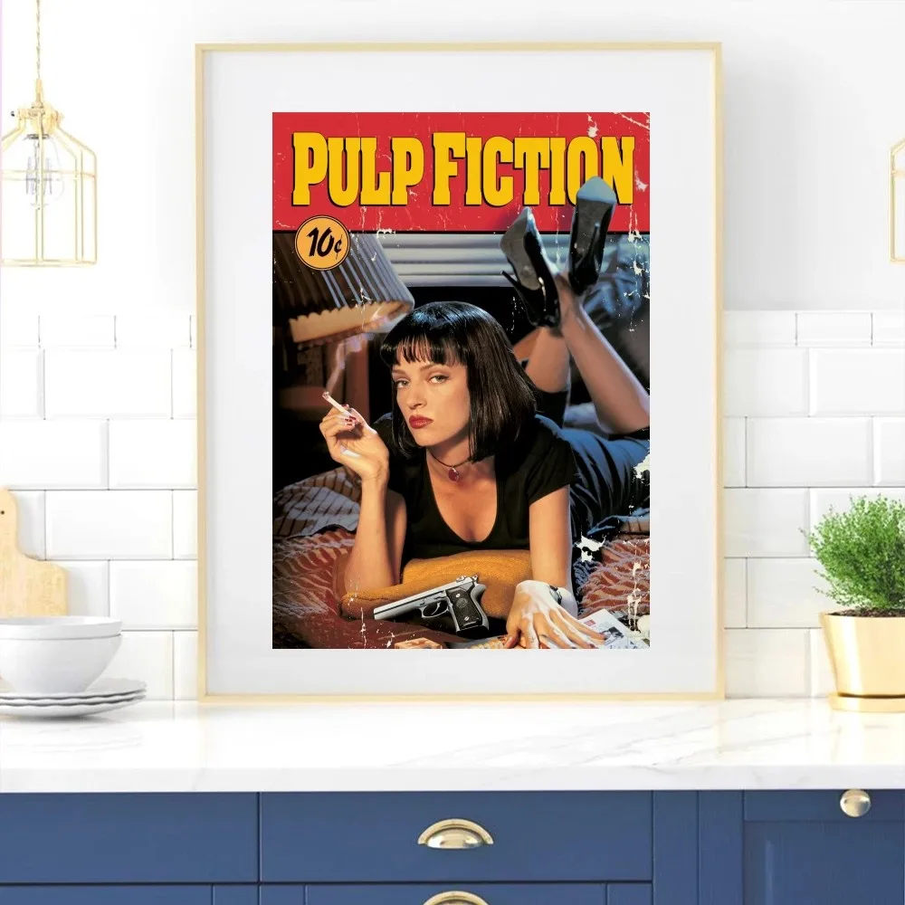 Movie Pulp Fiction Poster Home Room Decor Livingroom Bedroom Aesthetic Art Wall Painting Stickers