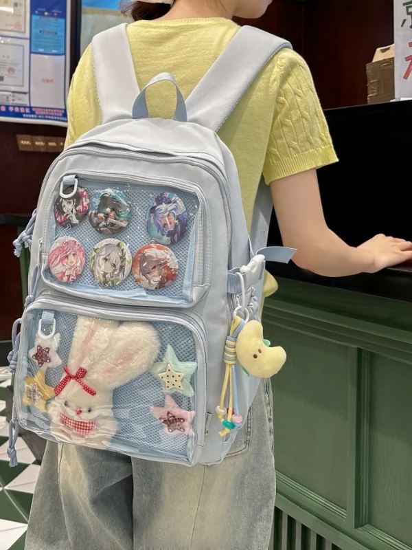 Japanische Sle Large Capaci Bapa Casual Simple Leisure Doppelte Schultertasche für Mädchen Schule Reisen Leicht Wasserdicht