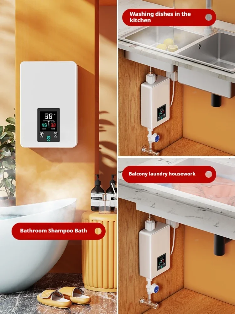 Tankless Water Heater Point-of-Use Digital Display,Electric Instant Hot Water Heater with Self-modulating,Overheating Protection