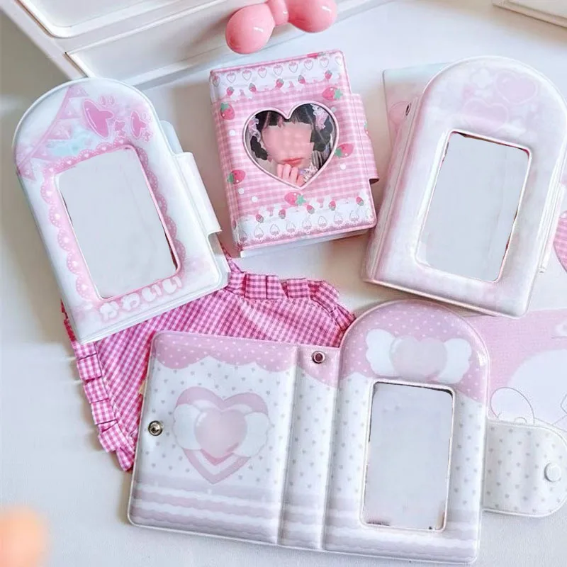 32 Slots Strawberry Card Album 3 Inch Photo Card Holder Kpop Idol Collect Book Mini Pictures Storage Organizer Stationery Gift