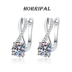 HORRIPAL 1CT D VVS1 Moissanite Hoop Earring 925 Sterling Silver GRA Certified Plated 18k White Gold Party Wedding Fine Jewelry
