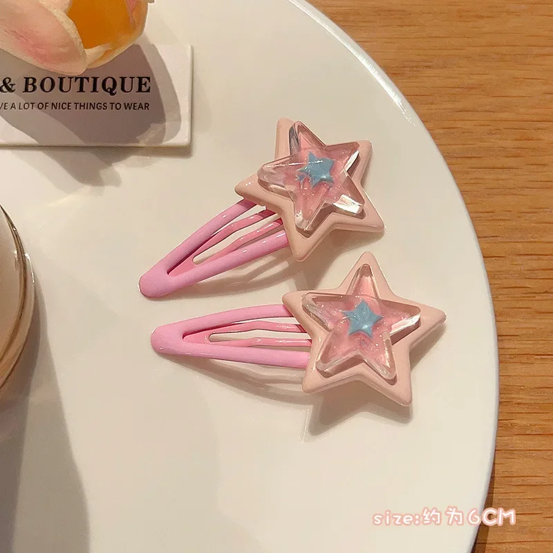 Candy Colored Star Hair Pins and Clips for Women Cute Cartoon Edge Clip Multiple Small Clip Children\'s Y2K Girl Hair Accessories