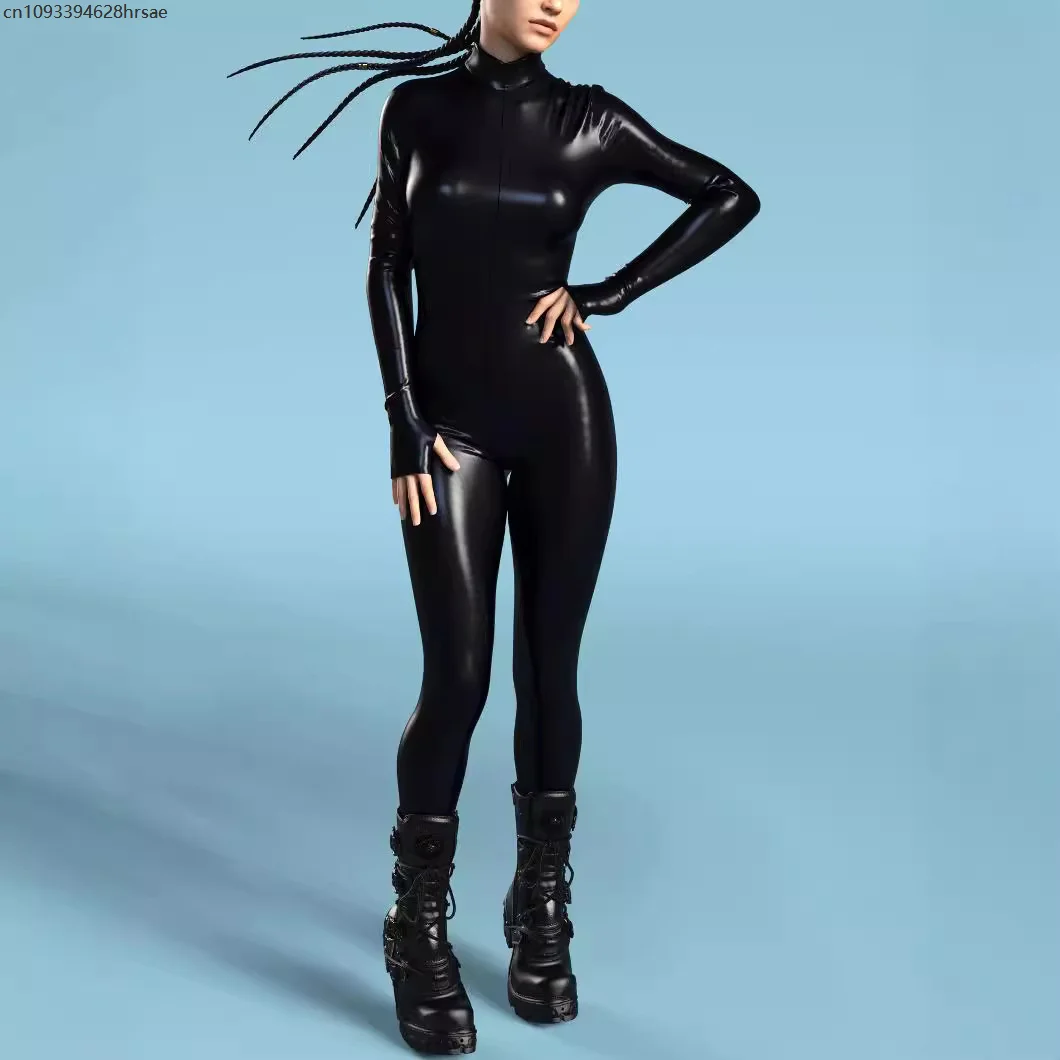OA Sexy Black Jumpsuit Halloween Punk Cosplay Zentai Suit Holiday Party Performance Bodysuit Stage Rave Suits Cycling Outfit