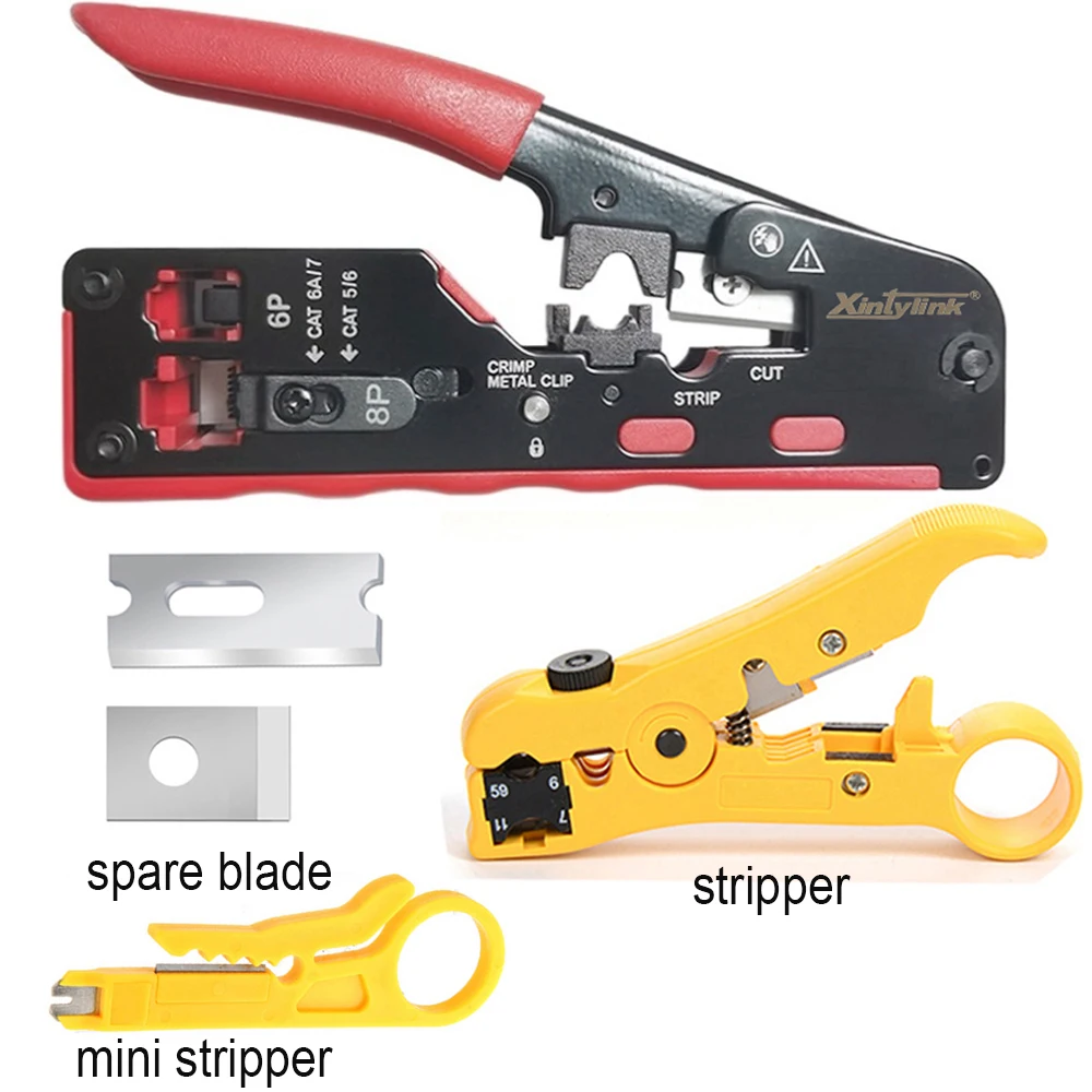 xintylink all in one rj45 pliers crimper cat5 cat6 cat7 CAT8 network tools rj 45 ethernet cable Stripper clamp tongs rg45 lan