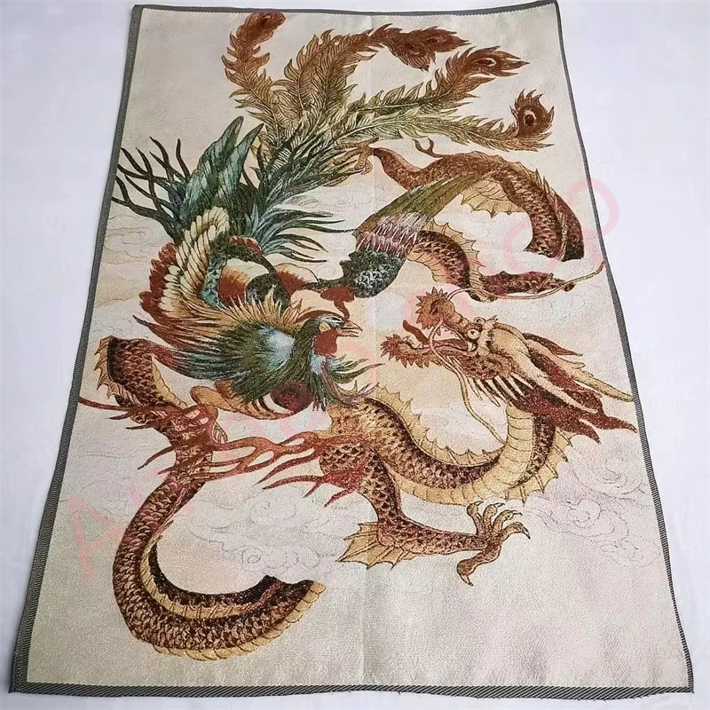 Thangka, embroidered brocade painting, auspicious dragon and phoenix, exquisite home decoration, auspicious