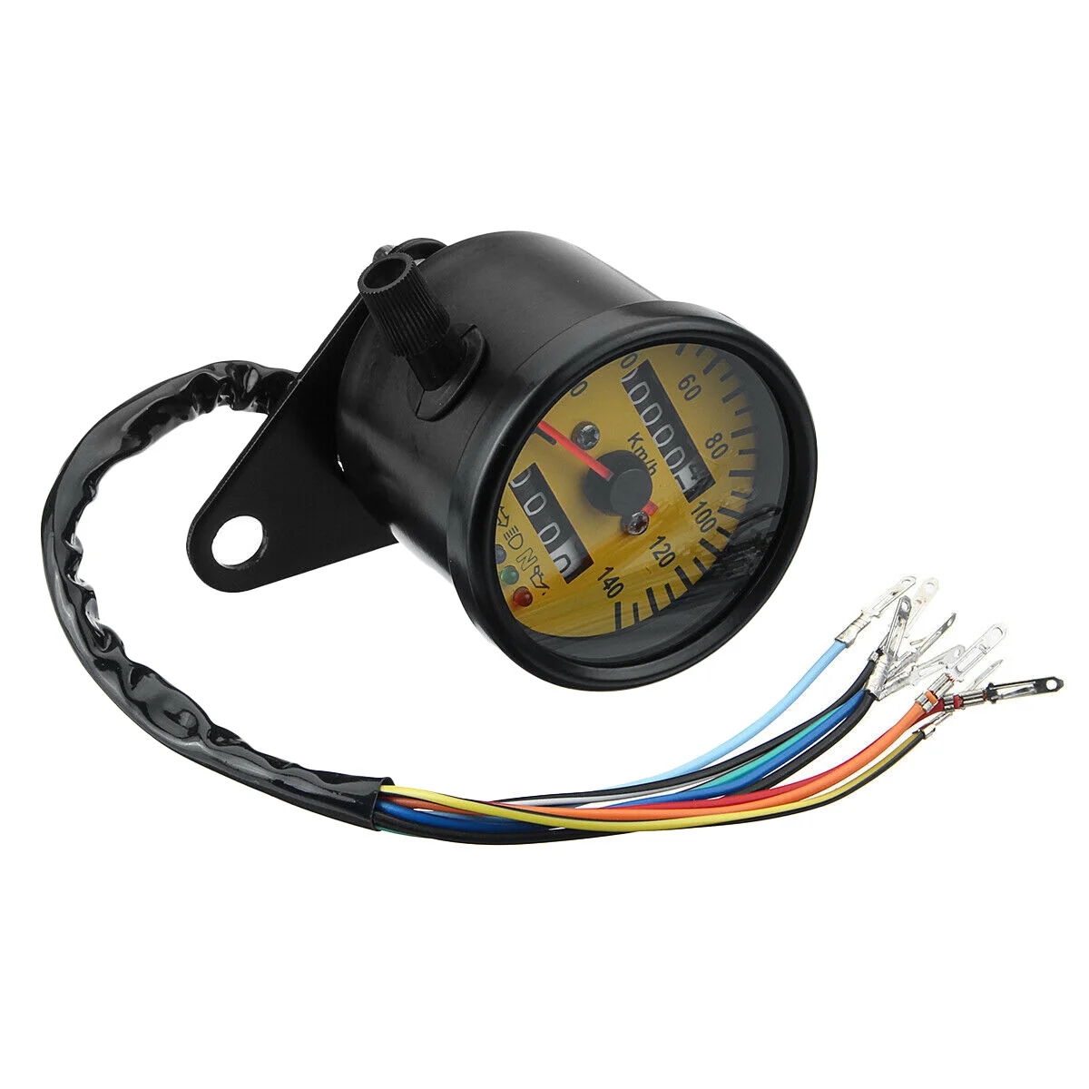 Universal Motorcycle Dual Odometer KMH Speedometer Gauge Meter LED Backlight Tachometer