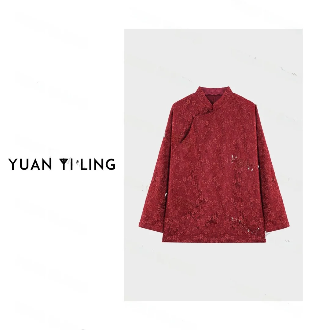 

Ele Chinese Sle Top irt Classy Luxury Acetate Material Long Sve Women's Faion Premium Quali