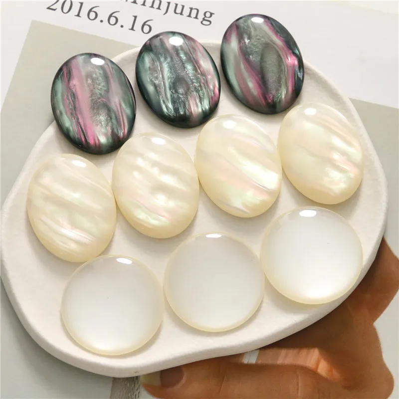 Wholesale 50pcs/lot color print geometry ovals/rounds shape resin flatback cabochon beads diy jewelry hair accessory