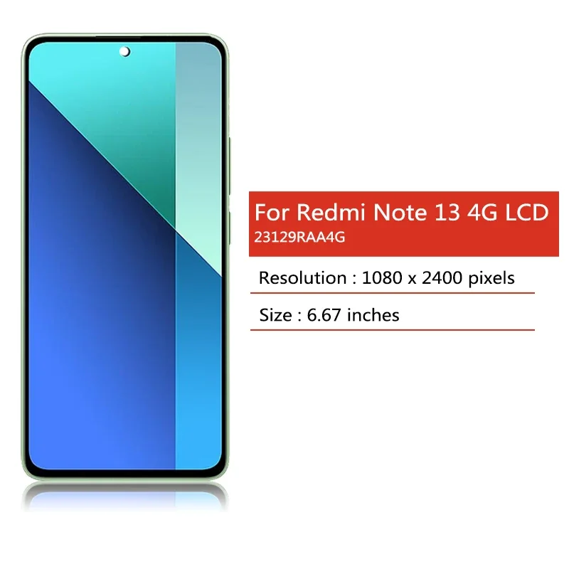 Super AMOLED for Xiaomi Redmi Note 13 4G 23129RAA4G Lcd Display Digital Touch Screen for Redmi Note13 4G Display Frame