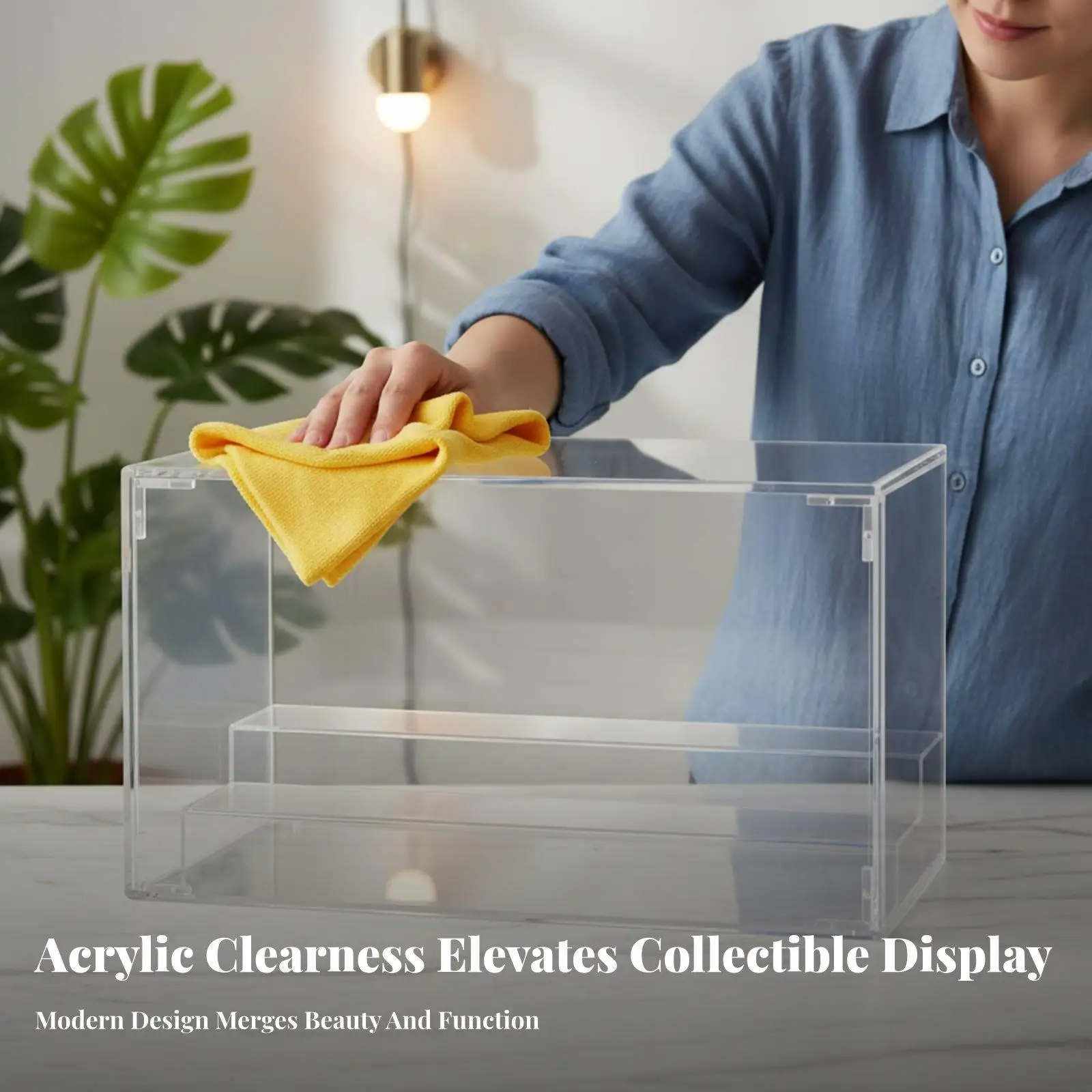 Transparent Acrylic Display Stand Multi Tier Shelves for Figurines Dustproof Collectible Case for Desktop Shelf Countertop