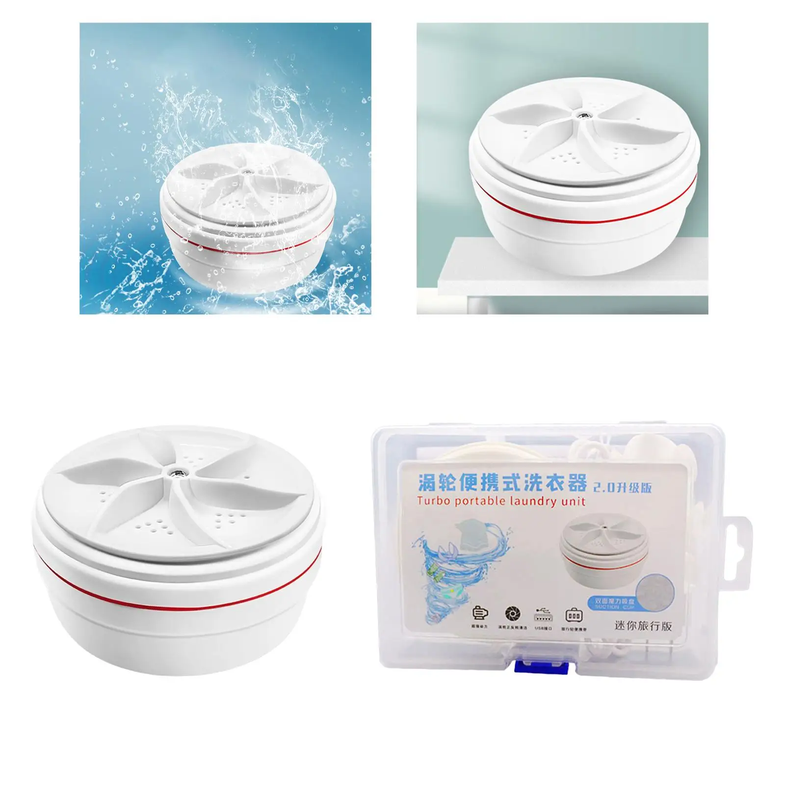 Portable Mini Washing Machine USB Powered Intelligent Timing Rechargable Cleaning Tool for Travel RV Home Outdoor Business Trip