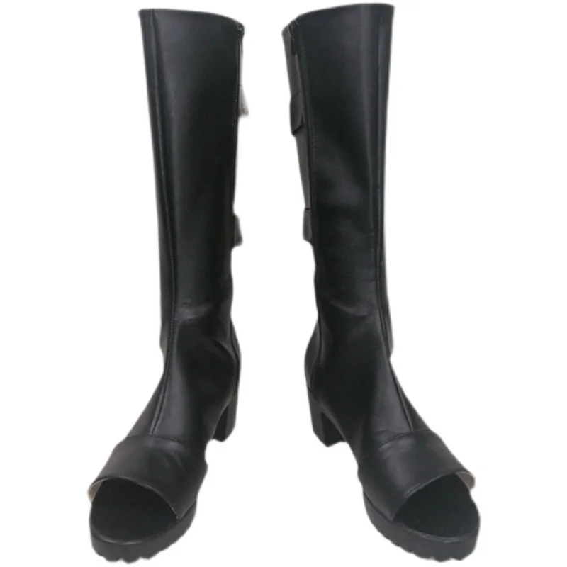 Buty do cosplayu Haruno Sakura, czarne buty ze skóry PU, akcesoria do kostiumu na Halloween, rekwizyty, wykonane na zamówienie.