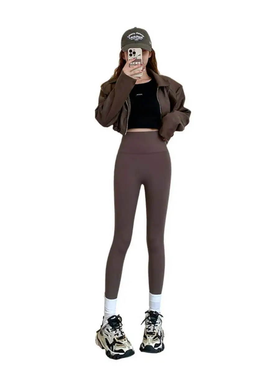 Zey New Winter Women's Camere Yoga Pants Thiened Fce Lined Base Layer Pants High Waist Long Trousers for Outdoor Wear
