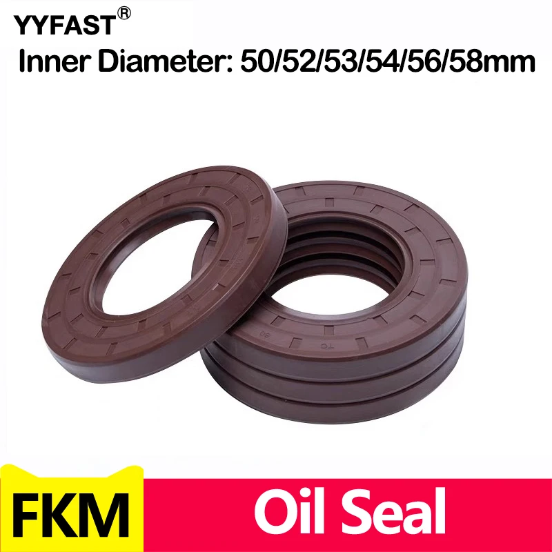 ID 50/52/53/54/56/58mm,FKM Framework Oil Seal TC Fluoro Rubber Gasket Cover Double Lip with Spring for Bearing Shaft,ID*OD*THK