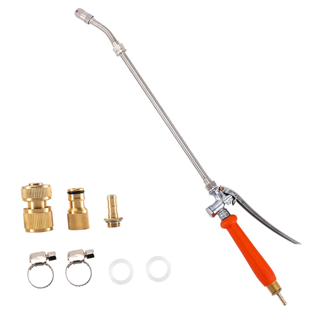 مجموعة رذاذ حديقة من الفولاذ المقاوم للصدأ الفاخر، فوهة قابلة للتعديل ومقبض قابل للقفل، ملحقات ري الحديقة #6