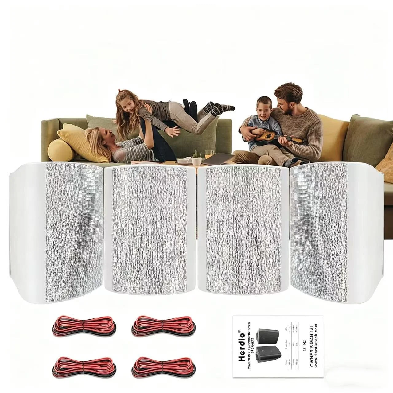 

Herdio 4PCS 5.25'' 600W Passive Indoor Outdoor Wired Waterproof Wall-Mount Speakers With Powerful Volume Ideal For Patio Balcony