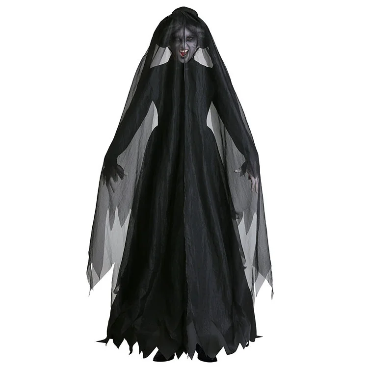 New Adult Halloween Cosplay Demon Ghost Princess Black Dress Lich King Vampire Cosplay Costume Ghost Bride Costume