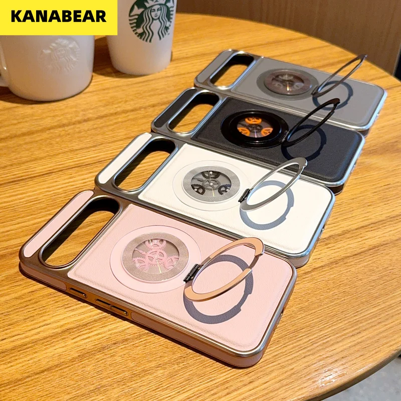 

Suitable for Google Pixel 9A magnetic phone case rotating stand with premium leather finish and luxurious design
