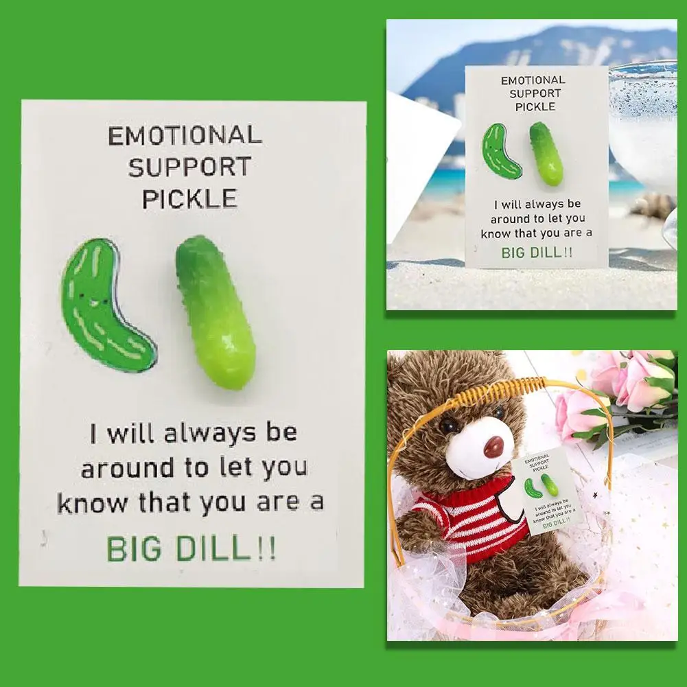 Positive Emotional Pickle Support Gifts Cute Mini Pickle Party Cucumber Pocket Inspirational Card Ornament Favors Hug Card W5B6