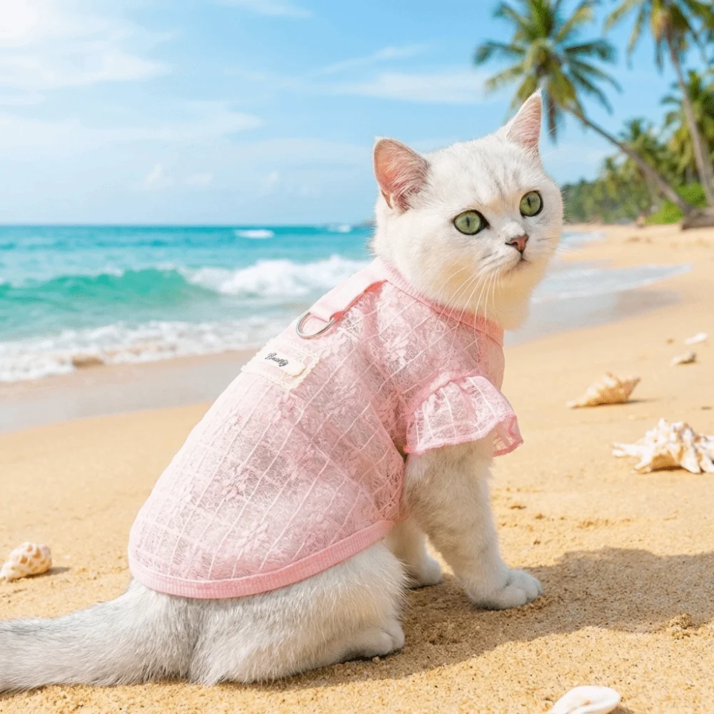Thin Mesh Dog Cooling Vest Breathable Flying Sleeves Dog Summer Clothes Sun Protection D-Ring Design Sunproof Pet Vest